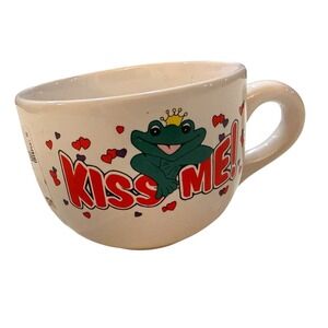 Vintage 2000 "Kiss Me" Frog Coffee Cup Crown Hearts Valentine's Day Cup Y2K